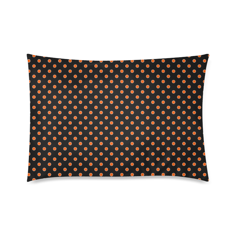 Orange Polka Dots on Black Custom Zippered Pillow Case 20"x30"(Twin Sides)