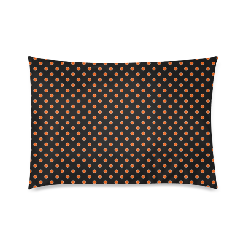 Orange Polka Dots on Black Custom Zippered Pillow Case 20"x30"(Twin Sides)