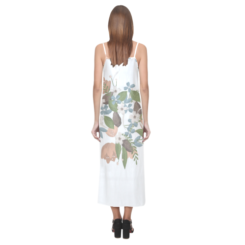 Bouquet V-Neck Open Fork Long Dress(Model D18)