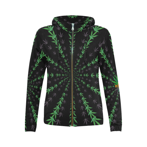 Leafzzz #3 All Over Print Full Zip Hoodie for Women (Model H14)