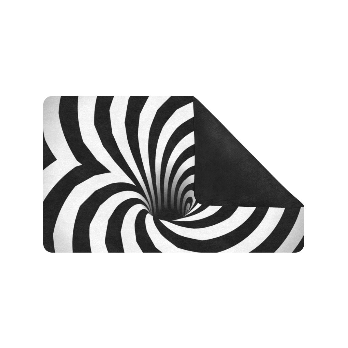 Optical Illusion Black Hole Warped (Black/White) Doormat 30"x18" (Black Base)