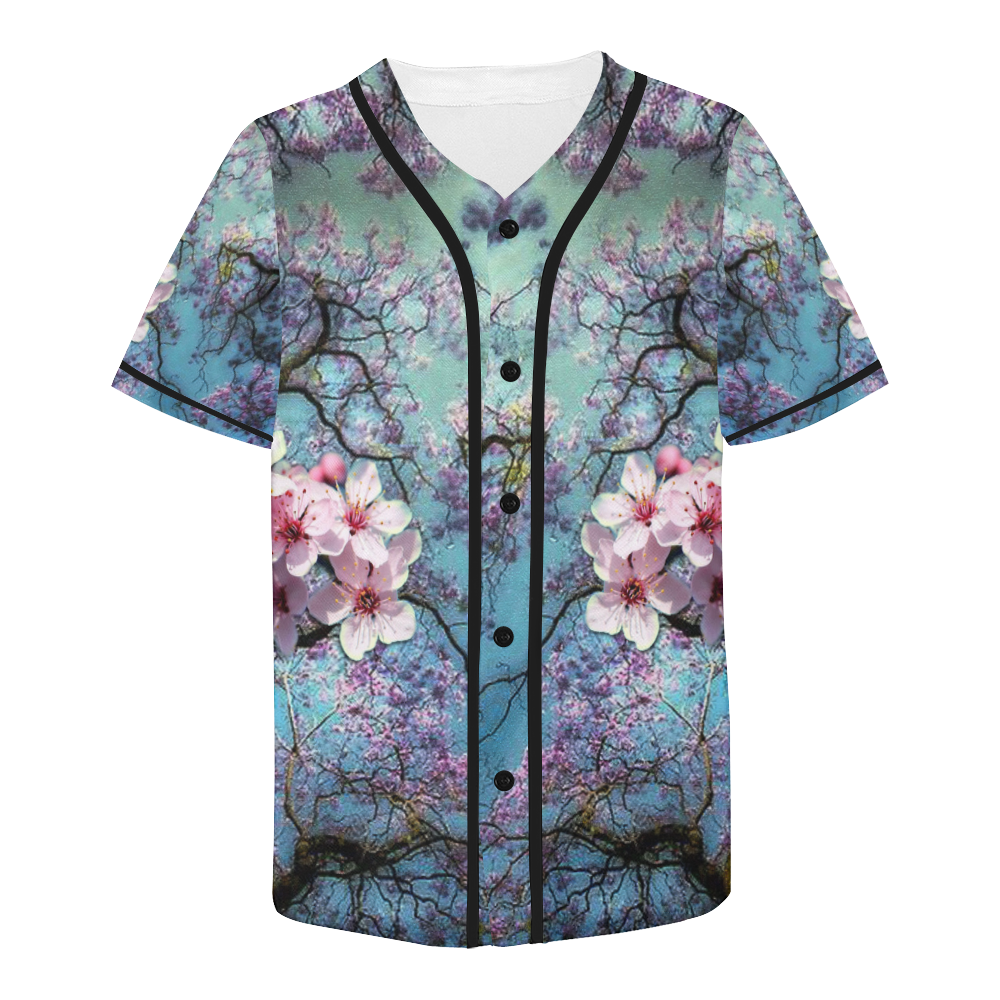Cherry blossomL All Over Print Baseball Jersey for Men (Model T50)