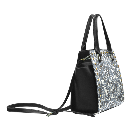 Urban City Black/Gray Digital Camouflage Rivet Shoulder Handbag (Model 1645)