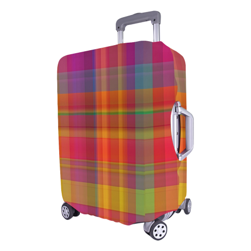 modern plaid, hot colors Luggage Cover/Large 26"-28"