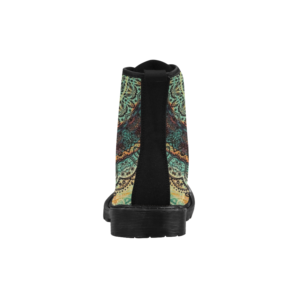 Indian Paisley Kaleidoscope Mandala Half Martin Boots for Women (Black) (Model 1203H)