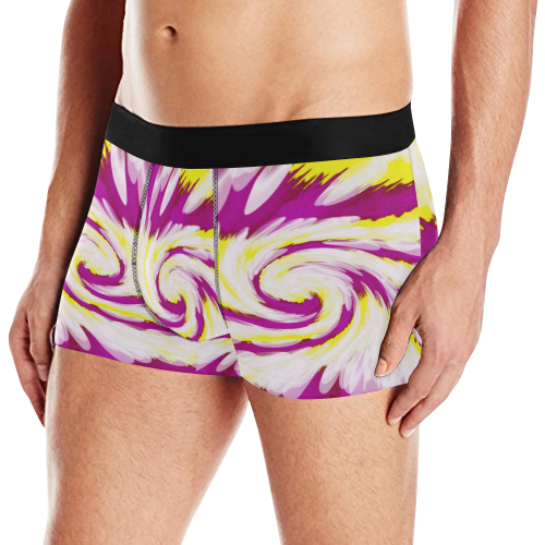 Pink Yellow Tie Dye Swirl Abstract Men's All Over Print Boxer Briefs (Model L10)