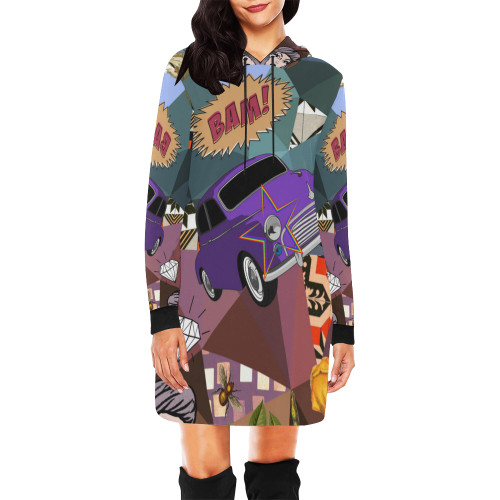 Geometric Collage All Over Print Hoodie Mini Dress (Model H27)