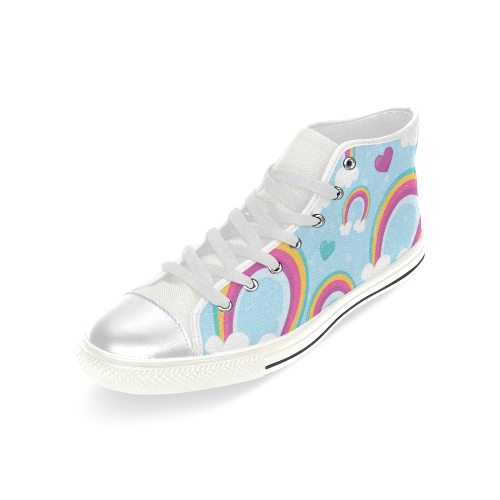 Rainbow Sky High Top Canvas Shoes for Kid (Model 017)