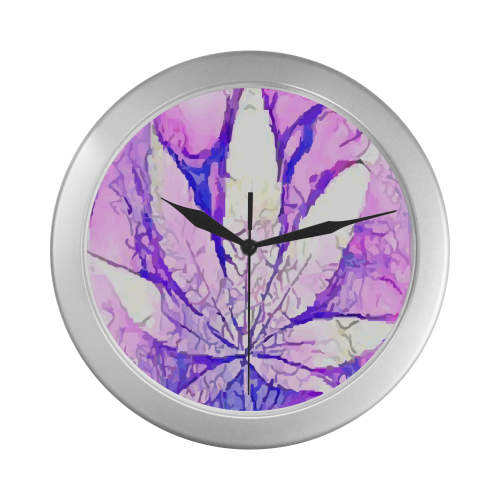 Acid Leaf (White) Silver Color Wall Clock