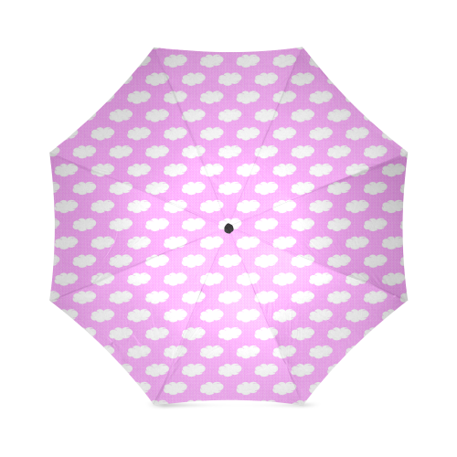 Clouds and Polka Dots on Pink Foldable Umbrella (Model U01)