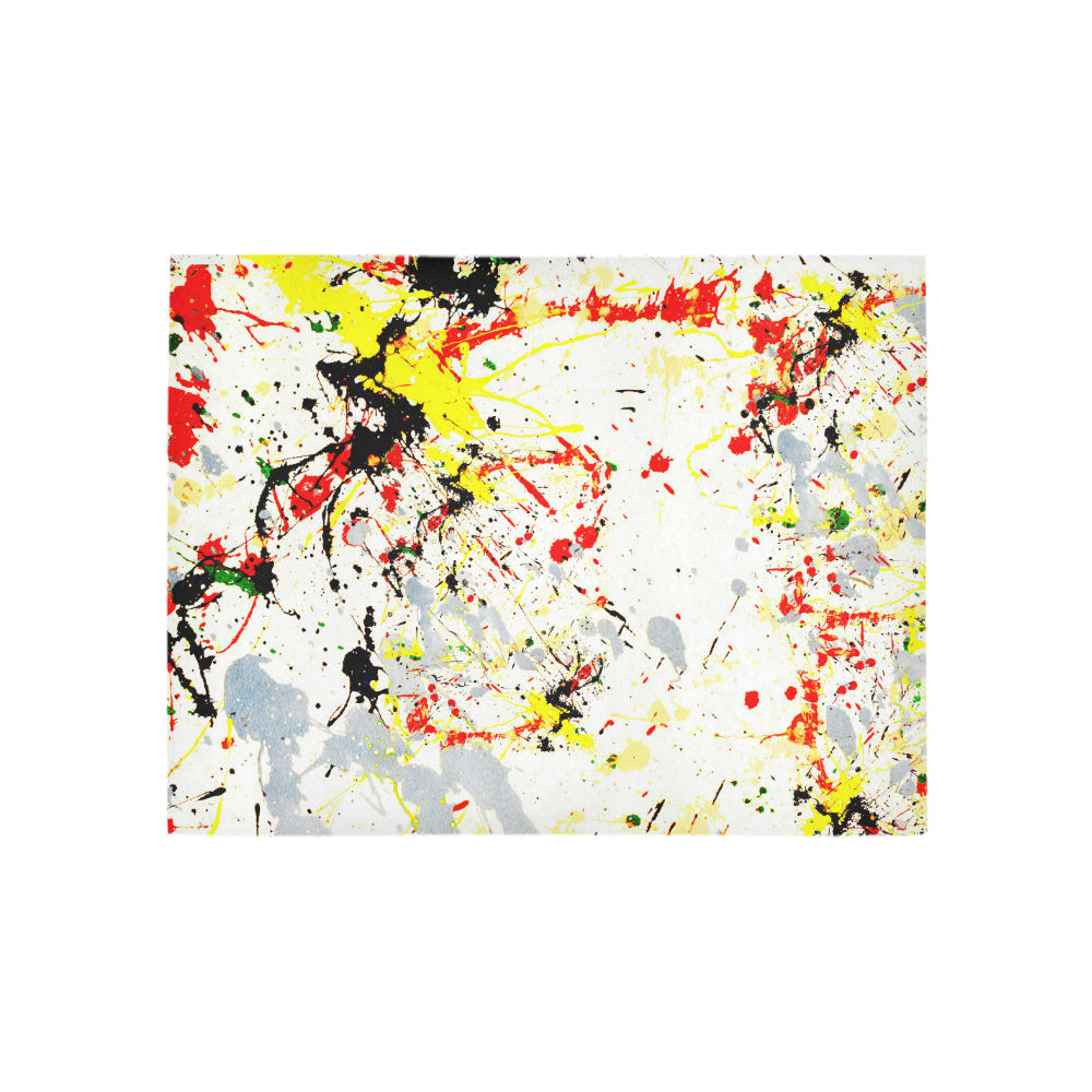 Black, Red, Yellow Paint Splatter Area Rug 5'3''x4'