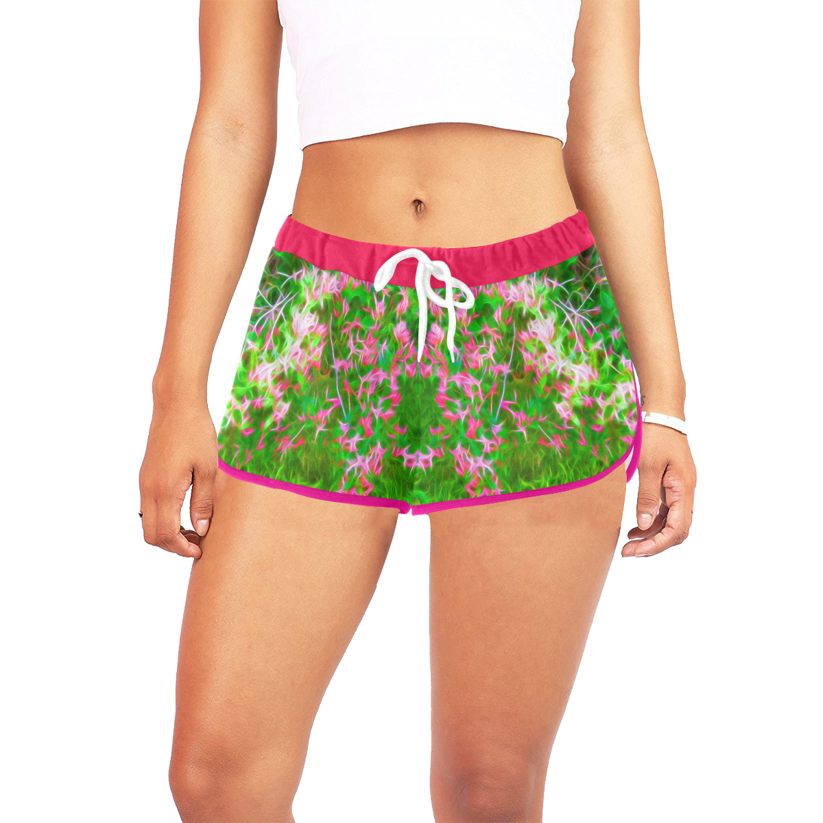 Honeysuckle Flowers Abstract Women's All Over Print Relaxed Shorts (Model L19)