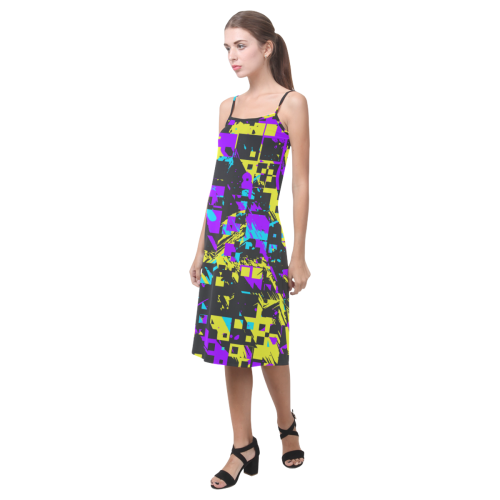 Purple yelllow squares Alcestis Slip Dress (Model D05)