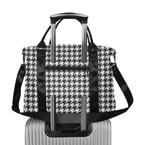 Friendly Houndstooth Pattern,black  by FeelGood Large Capacity Duffle Bag (Model 1715)
