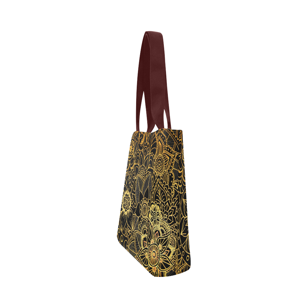 Floral Doodle Gold G523 Canvas Tote Bag (Model 1657)