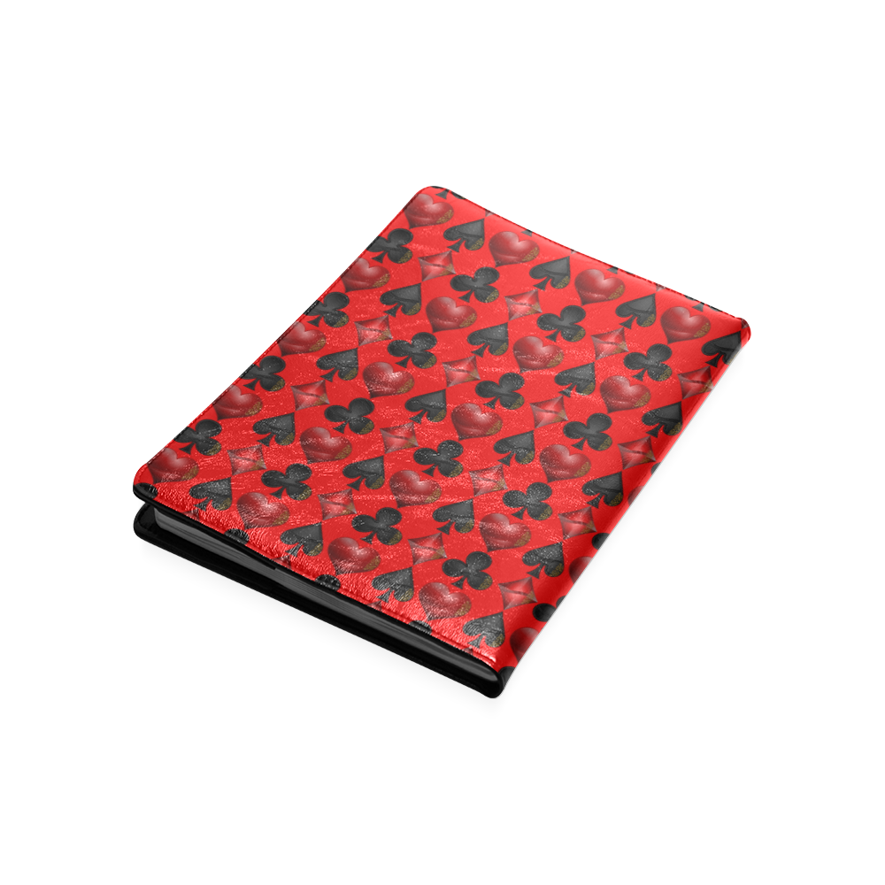 Las Vegas Black and Red Casino Poker Card Shapes on Red Custom NoteBook B5