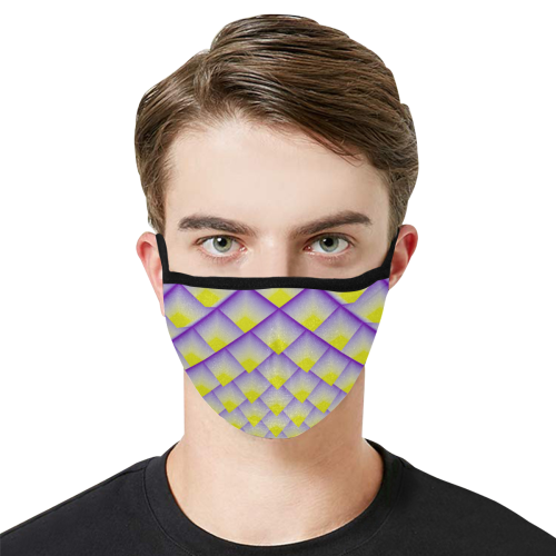 Yellow and Purple 3D Pyramids Face Mask Mouth Mask in One Piece (Model M02)