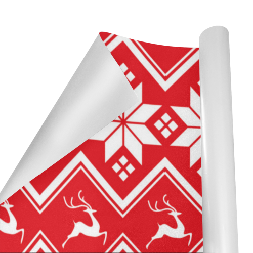 Christmas Reindeer Snowflake Red Gift Wrapping Paper 58"x 23" (1 Roll)