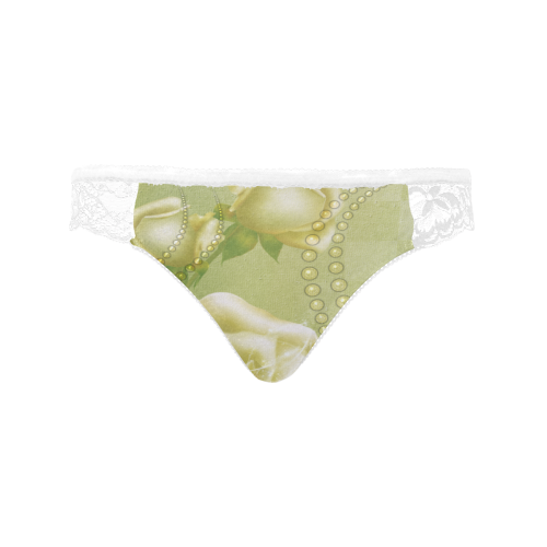 Beautiful soft green roses Women's Lace Panty (Model L41)