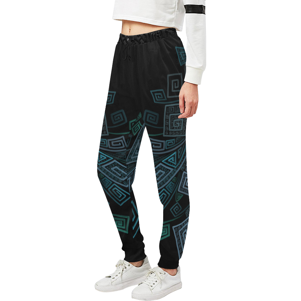 3D Psychedelic Abstract Square Spirals Unisex All Over Print Sweatpants (Model L11)