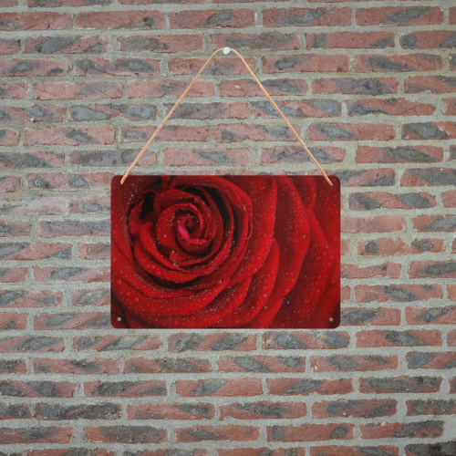 Red rosa Metal Sign 12"x8"