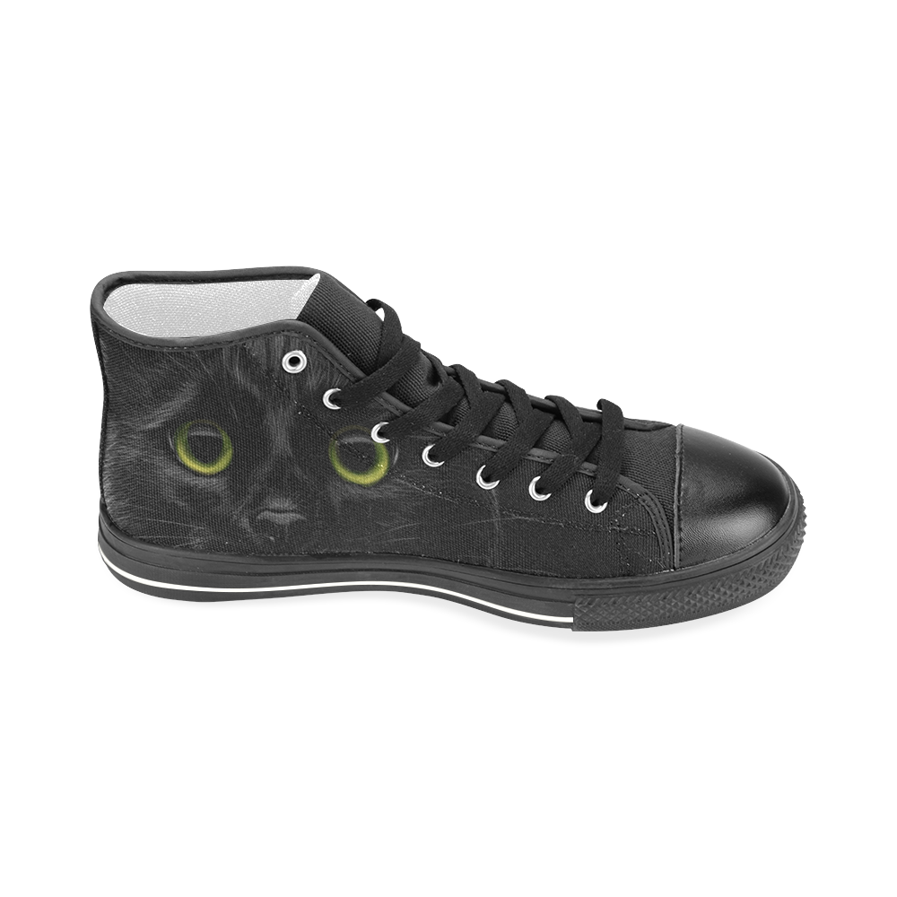 Black Cat Men’s Classic High Top Canvas Shoes (Model 017)