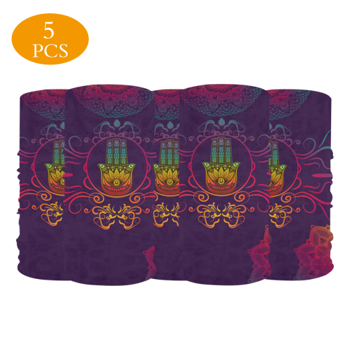 Hamsa Colorful Mandala Multifunctional Dust-Proof Headwear (Pack of 5)