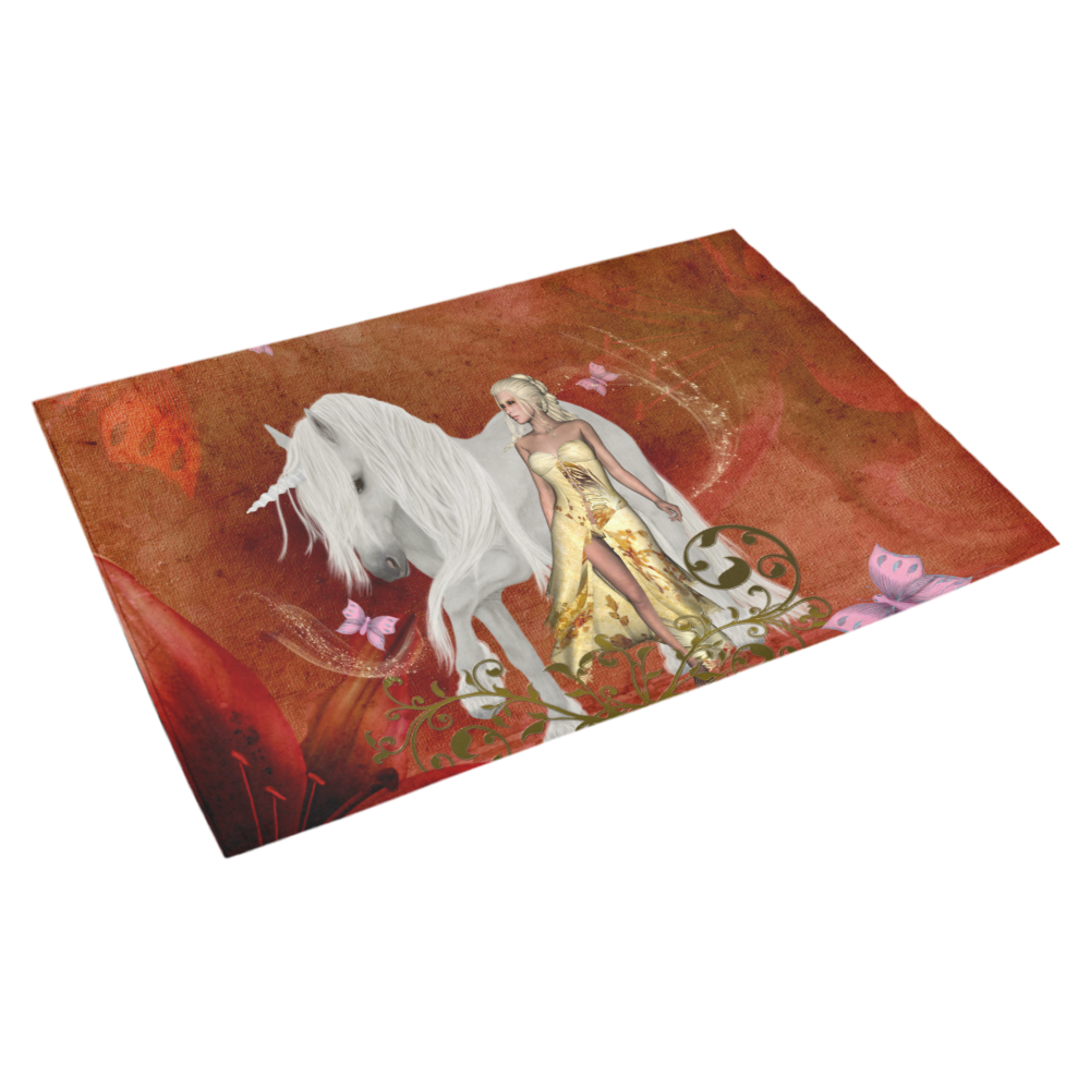 Unicorn with fairy and butterflies Azalea Doormat 30" x 18" (Sponge Material)