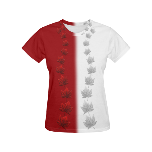 Canada Souvenir T-shirts 2 Tone All Over Print T-Shirt for Women (USA Size) (Model T40)