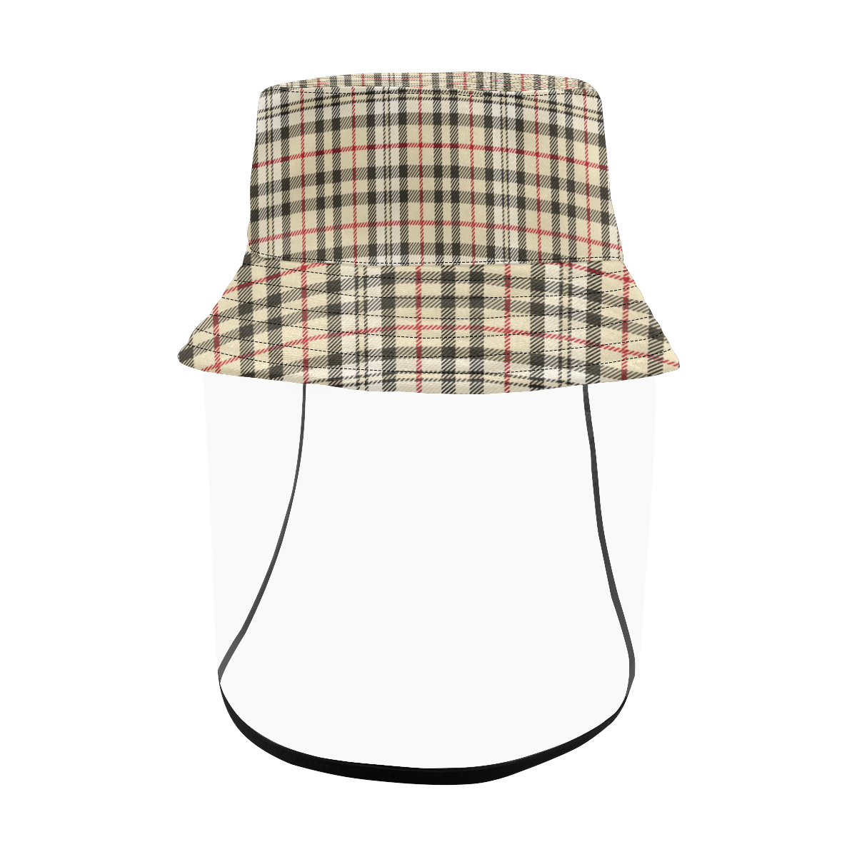 STRIPES LIGHT BROWN Men's Bucket Hat (Detachable Face Shield)