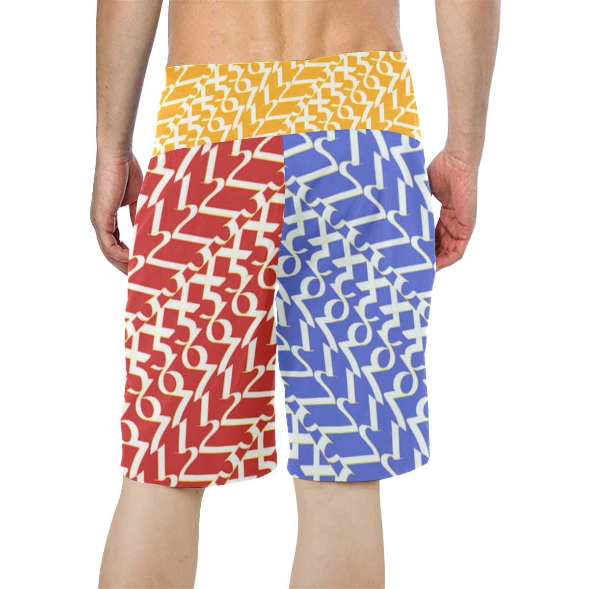 NUMBERS Collection 1234567 Multi Color Daytime Men's All Over Print Board Shorts (Model L16)