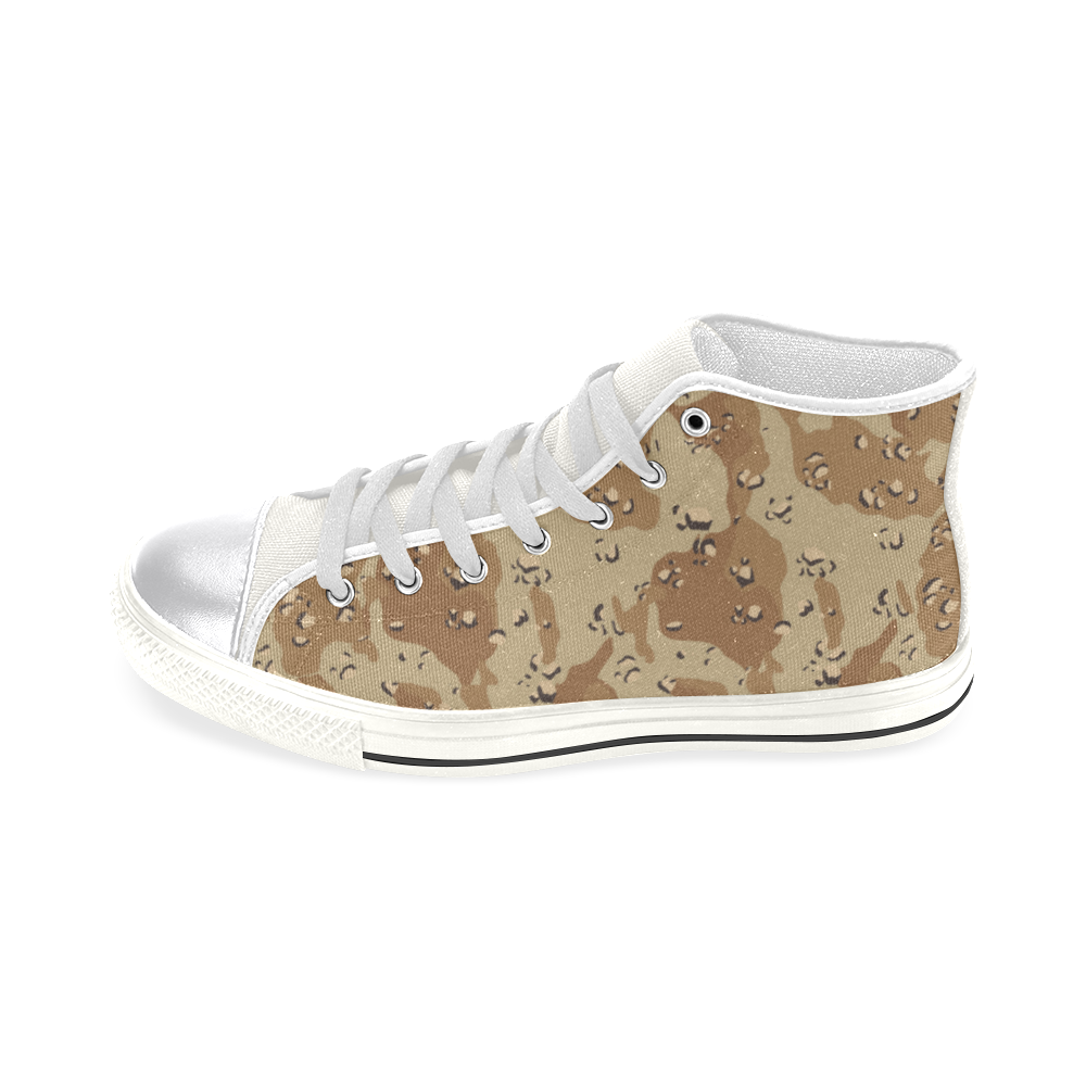 Vintage Desert Brown Camouflage Women's Classic High Top Canvas Shoes (Model 017)
