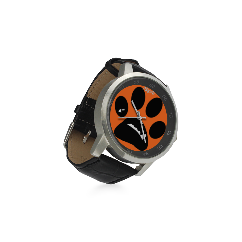 BooBooFace by MacAi Orange Unisex Stainless Steel Leather Strap Watch(Model 202)