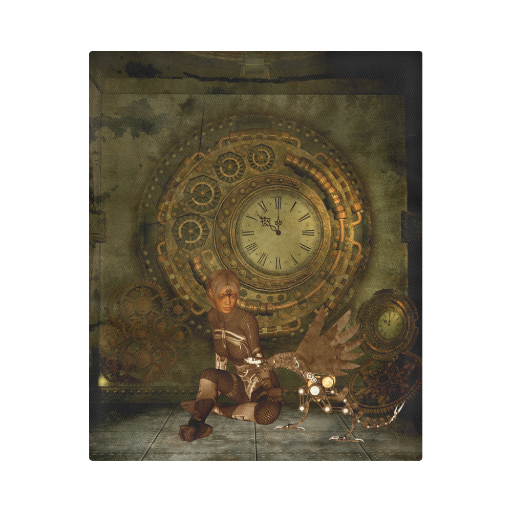 Steampunk, women with steampunk dragon Duvet Cover 86"x70" ( All-over-print)