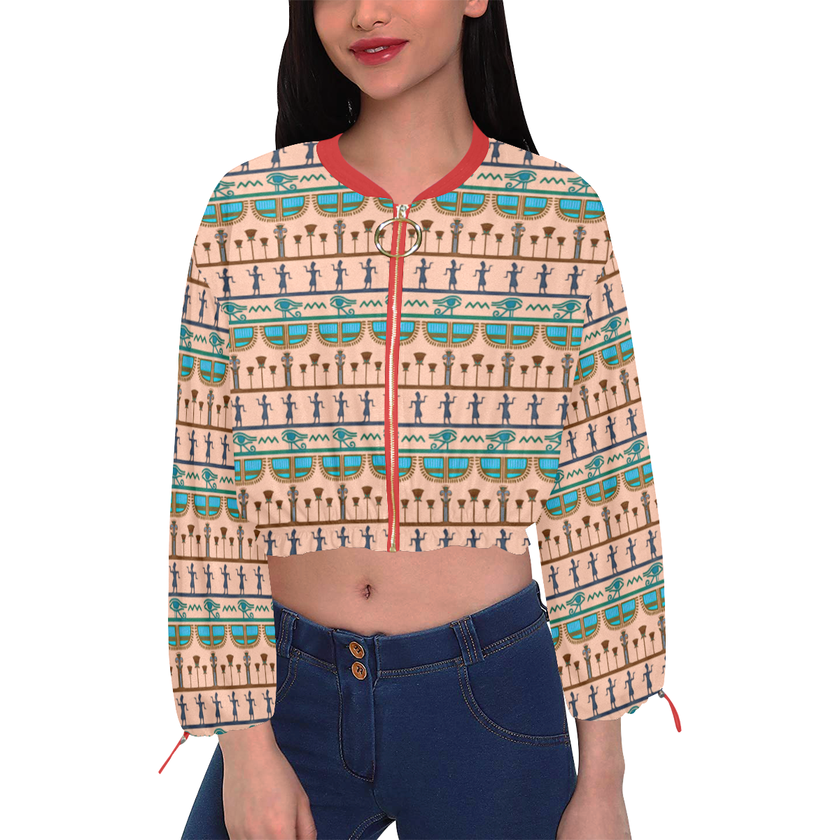 Egyptian Breeze Cropped Chiffon Jacket for Women (Model H30)