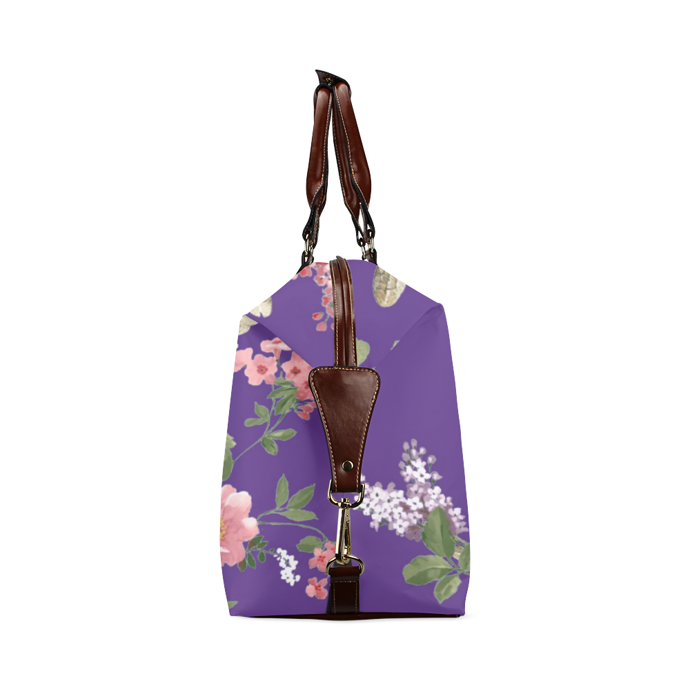 Purple Bees and Flora Classic Travel Bag (Model 1643) Remake