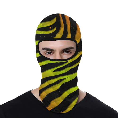 Ripped SpaceTime Stripes - Red/Lime All Over Print Balaclava