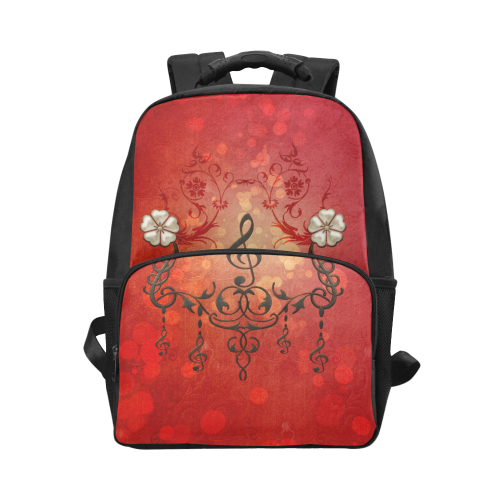 Music clef with floral design Unisex Laptop Backpack (Model 1663)