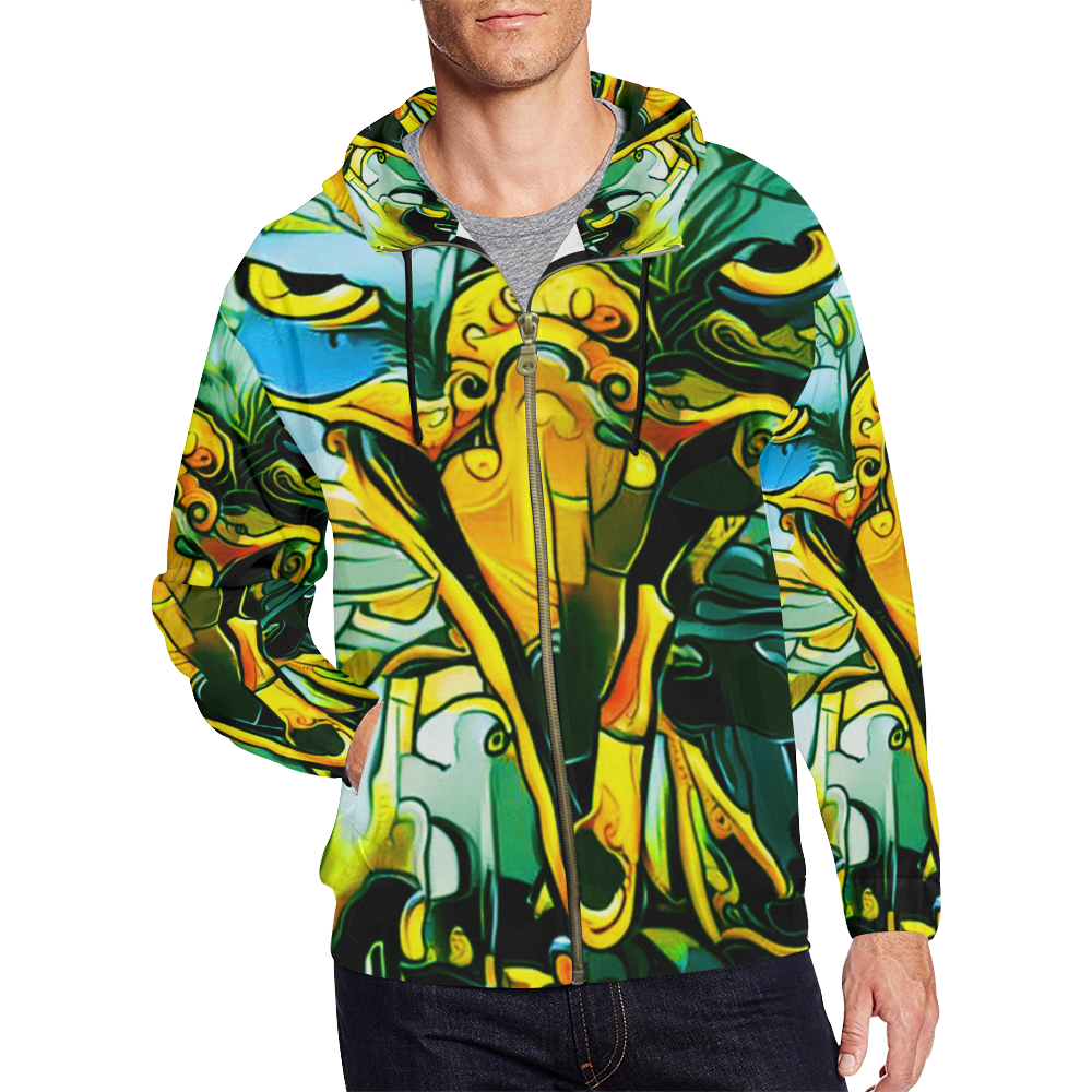 bad ass eagle 2b All Over Print Full Zip Hoodie for Men/Large Size (Model H14)