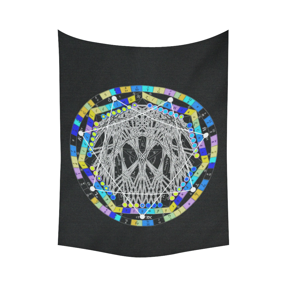 Occult Sacred Geometry Circle Black Light Cotton Linen Wall Tapestry 60"x 80"