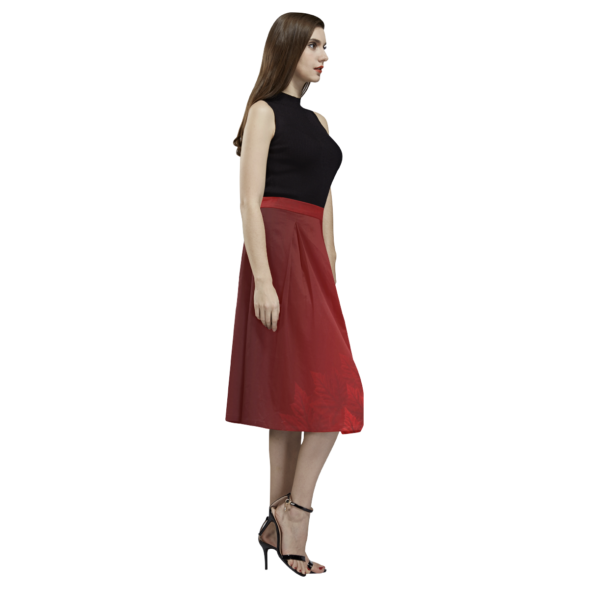 Autumn Maple Leaves Skirt Canada Skirts Aoede Crepe Skirt (Model D16)
