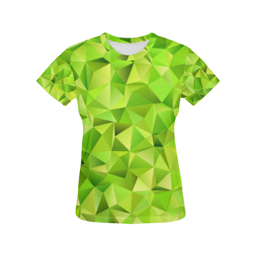 St patricks day geometric green low poly triangles All Over Print T-Shirt for Women (USA Size) (Model T40)