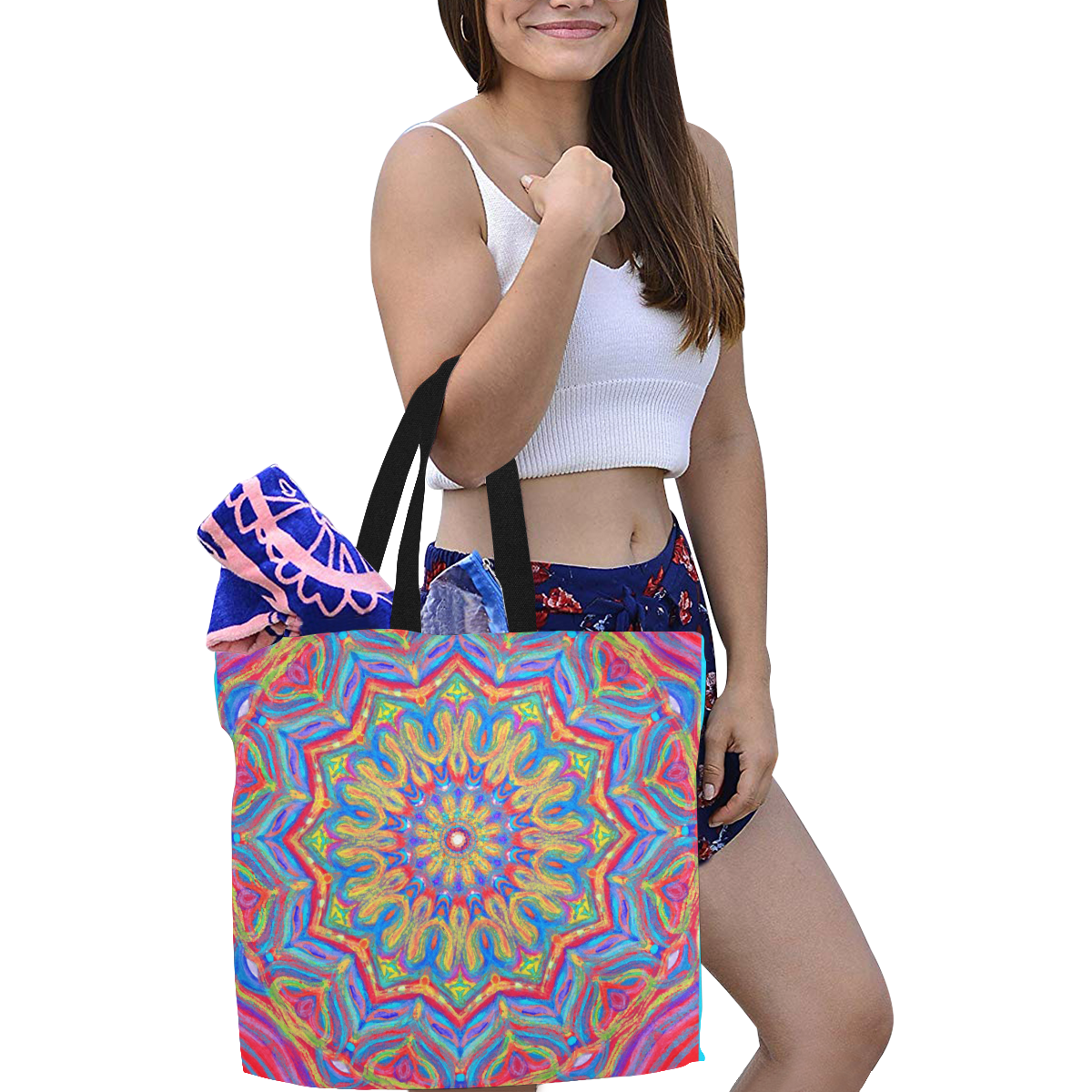 indian 3 All Over Print Canvas Tote Bag/Large (Model 1699)