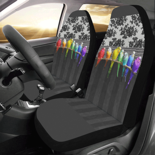 Rainbow Budgies and Lace Car Seat Covers (Set of 2)