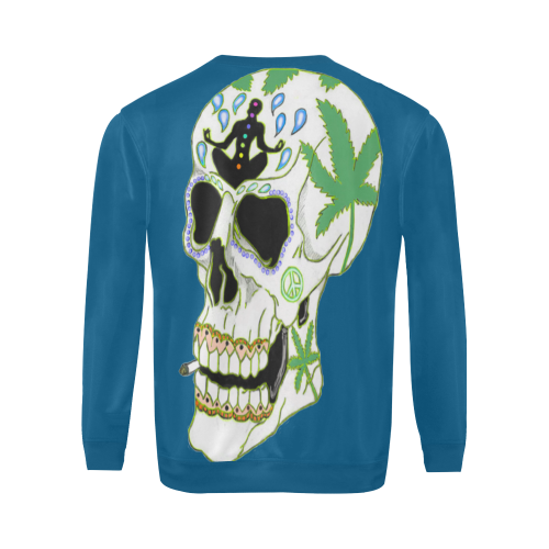 Enlightenment Sugar Skull Turquoise All Over Print Crewneck Sweatshirt for Men (Model H18)