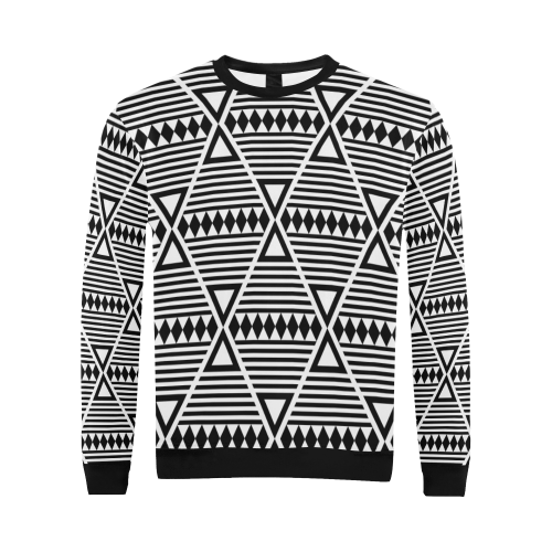 Black Aztec Tribal All Over Print Crewneck Sweatshirt for Men/Large (Model H18)