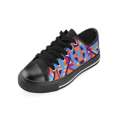Modern Geometric Pattern Low Top Canvas Shoes for Kid (Model 018)