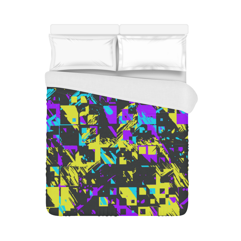 Purple yelllow squares Duvet Cover 86"x70" ( All-over-print)