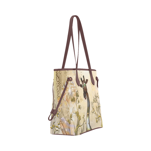 Funny steampunk giraffe Clover Canvas Tote Bag (Model 1661)