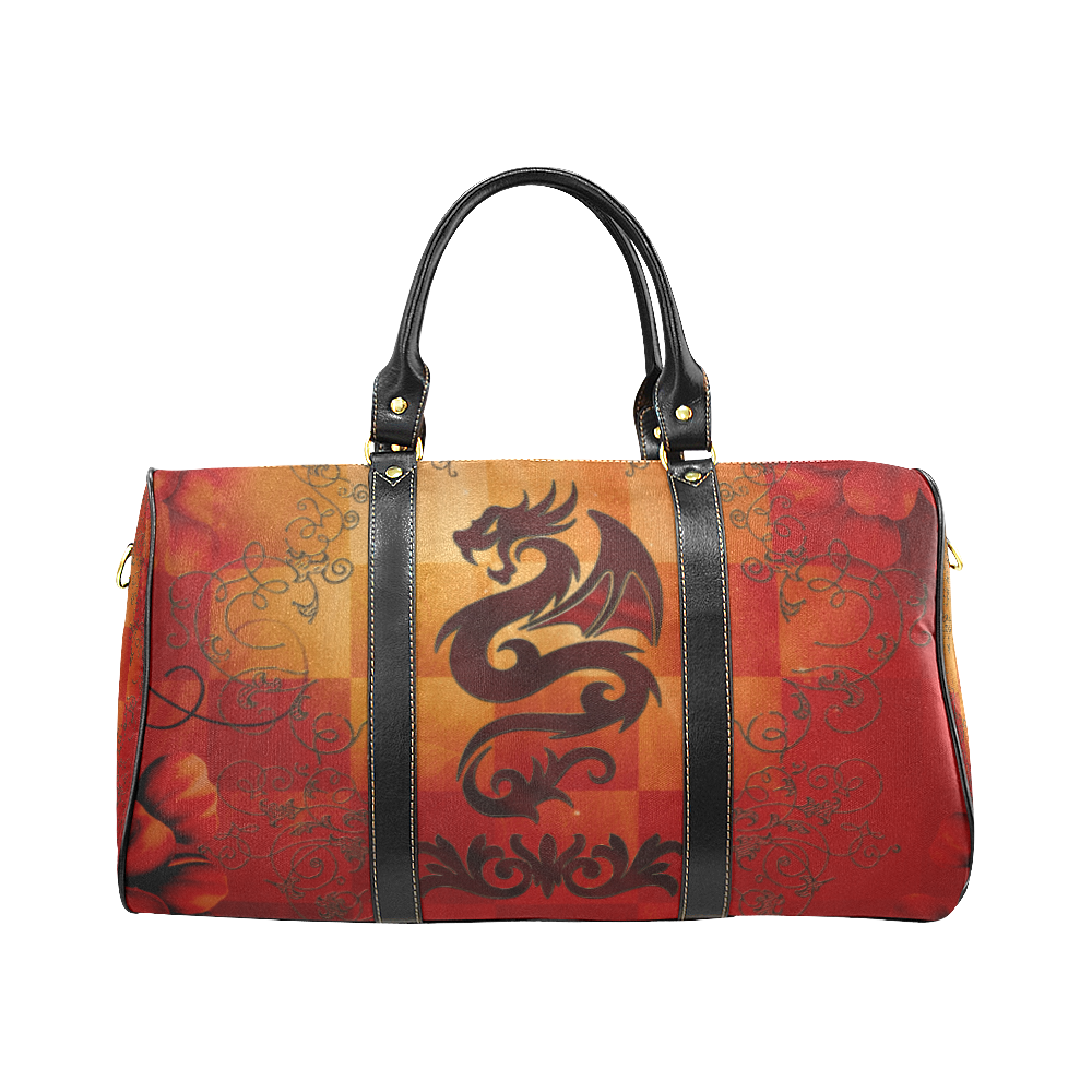 Tribal dragon  on vintage background New Waterproof Travel Bag/Small (Model 1639)
